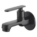 New Ware Bib Cock Brass Faucet | Matt Black Bib Tap for Bathrooms and Kitchen Sink Brass Taps for Home and Bathroom with Wall Flange (4.5 Inch)