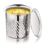 Mukti Stainless Steel Food Storage Jars & Containers|Dabba|Milk Pot, Lota, Gunj|Milky Mist Krystal With Lid|3750ml x 1pc