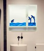 Pgen Plastic Dual Door Bathroom Mirror Cabinet, Large