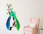 Lanstick Vinyl Multicolor Beautiful And Colourful Couple Peococks Self Adhesive Wall Sticker 28 inch
