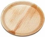 Amit Marketing Beige Wood Leaf Round Plate, 6 Inch (Set Of 25)