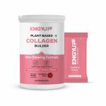 ENGYUP Plant Based Collagen Builder Powder (15 Sachet) | Glowing Skin, Hair, Bone & Joint Health | Cranberry Flavor | 150g