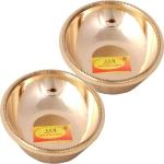 Shivshakti Arts Brass Bowl - Pudding Halwa Plate | Katori ( Designer, Heavy Gauge - 50 ml ) - Set of 2 Pieces Brass Dessert Bowl (Gold, Pack of 2)