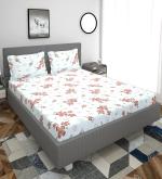 STYLESPACE BY ISHA Snow White Floral Printed Cotton Bedsheet for Double Bed with 2 Pillow Covers Breathable Wrinklefree and Super Soft King Size Bedsheet (230 X 250 CM)