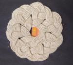 EKObee Bleached Jute Rope Kringle Design Floral Hot Pad / Table Mat, Size 20x20x0.3 cm , 1 Pc, Off-white