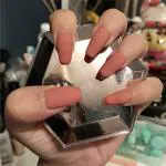 Secret Lives Acrylic Press on Nails Designer Artificial Nails Extension Apricot Color 24 pcs Set with Glue Sheet