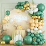 RG Accessories Green, Gold, White Rubber Solid Decoration Balloon Garland For Birthday, Wedding Balloon (Pack Of 105)