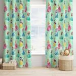 Anteria Light Green Printed Polyester Window Curtain 122x152cm Pack of 2