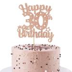 Festiko Happy 30th Cake Topper, 30th Birthday Decorations, 30 Year Old Birthday Decorations Rose Gold Glitter