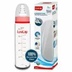 Luvlap White and Red Glass Anti Colic Slim Neck Essential Baby Feeding Bottle 250ml