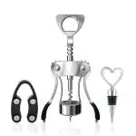 Hasthip Black Wine Opener Gift Set, Wing Corkscrew Beer Bottle Openers, Corkscrews With Bottles Stopper And Foil Cutter Waiters Cork Remover (Pack Of 3)