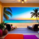 Love Creation A4 Size poster print for creative wall art- tropical-sunset-cocktails-print-11543(Non Sticker)