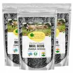 Bliss of Earth Basil Seeds Organic Sabja Seeds, Tukmaria Seeds Fiber & Omega-3 Rich Good for Hydration Tiny PowerHouse Seeds 3x100gm