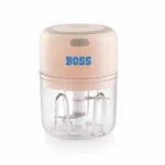 BOSS Mini USB Chopper,250 ml Rechargeable Wireless Chopper for Kitchen, One Touch Operation with Stainless Steel Blades, Pink