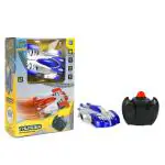 Ralleyz Plastic Remote Control Wall Climbing Car, Fun Entertaining Stylish Rechargeable RC Car with LED Lights, 360 Degree Rotating Dual Mode, 8Yrs+, Blue