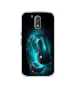 Casotec Cool Headphone Design Printed Silicon Soft TPU Back Case Cover for Motorola Moto G4 Plus