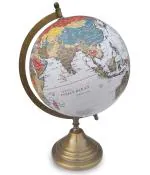 Whats Your Kick Premium Political World Rotating Globe With Brass Arc and Neck Finish 8 inch ball Educational and Decorative Globe for Students Home Décor and Office