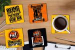 Whats Your Kick Being Average is Not For Me Quotes Printed Set of 4 Coaster With Metal Stand