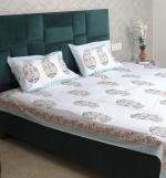 HAND BLOCK RED & WHITE PRINTED QUEEN SIZE DOUBLE BED BEDSHEET BY JAIPUR EXCLUSIVE