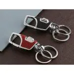 StealODeal Black Maroon Silver Metal And Antique Double Ring Hook Holder Keychain For Car Keys