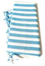Shishir Silk Blue, White Bhagalpuri Striped Single Throw For Mild Winter