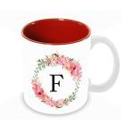 Jiya EnterpriseTuelip Multicolor Ceramic Alphabet Printed Design Of F For Tea And Coffee Mug 350Ml - 350 ML