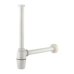 Ruhe Round ABS Bottle Trap for Washbasins | Matte Finish With Wall Flange and 12 Inches Pipe | Ivory