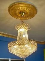SHRI MAHAL ANTIQUES Round LED Crystal Big size Jhhomar Chandelier Ceiling Lamp Light for Living