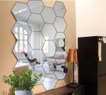 Wall1Ders Silver Hexagon Acrylic Wall Mirror Stickers - 20 Pcs