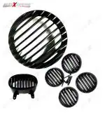 AllExtreme EXMAG6P Heavy Duty Metal Front Rear Head Light Grill Cover Set with Tail Lamp Indicator Cup Compatible for Old Model Bajaj Avenger 150,180,200,220cc (Black, 6 PCS)