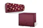 The Furnishing Tree Maroon No66 PVC Floral Indoor And Outdoor AC Cover Set For 2 Ton Bluestar DLU 25.4 X 110.5 Cm (Pack Of 2)