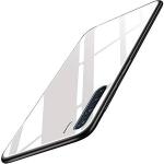 Clickaway Oppo F15 Luxurious Tempered Toughened Glass Back Case With Soft Edge Tpu Bumper Case Cover (White)