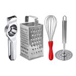 DreamBasket Stainless Steel Lemon Squeezer & Grater & Egg Whisk & Potato Masher for Kitchen