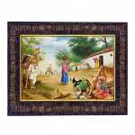Hawai Village Scene Designer Wall Hanging Engineered Wood Photo Frame for Worship Use 8.5x7inch SFDI290BLKFRM