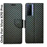 A D Enterprises Black Dot Flip Cover for Vivo X70 Pro | Magnetic Case | Shock Absorbent | Flip Cover Vivo X70 Pro