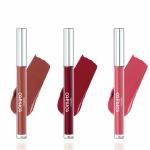 Flicka 3 Tomato Liquid Lipstick Set-Brown Nude,Red & Pinkish Nude|Non Transfer Liquid Matte Lipstick