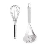 Combo Set of 2 Stainless Steel Egg Whisk and Potato Masher