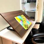 Kawachi Wooden Portable Architect Drafting Table Engineering Drawing Board 5 Adjustable Angles Brown