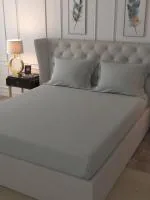 TRIDENT Wet Weather Solid Cotton King Bed sheet with 2 Pillow Covers