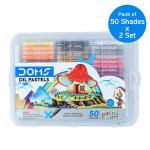 DOMS Non-Toxic 9mm Oil Pastel Set in Plastic Case 50 pcs (Set of 2)