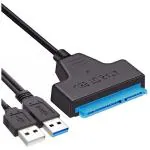 AdzMozi New, USB 3.0 To Sata Adapter Cable USB SATA Adapter Cable Converter 22 Pin 7Pin 15Pin for 2.5 inch SATA HHD SSD Hard Disk Laptop and DVD Driver Dual USB 3.0 to SATA with USB 2.0 Power Cable