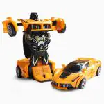 PATPAT Toy Car for Kids,Plastic Car Toy Automatic 2in1 Collision Deformation,One Button Transforming Robot Car Toy Pull Back Car Toy,Birthday Gift for Boy,Toys for 3 Year Old Boy (Orange)