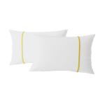 BLISSHOME Colours Collection Cotton Pillow Cover Set White and Orange Made of Soft Natural Cool and Breathable Cotton Fabric 2 Pillowcases (18 x 27 inches)