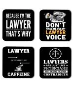 Whats Your Kick Lawyer Because I Am The Lawyer Thats Why Quotes Printed Set of 4 Coaster With Metal Stand
