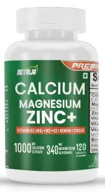 NutriJa Calcium Magnesium Zinc with Vitamin D3, Boron, K2 & B12 | Complete Bone Health & Joint Support Supplement for Men & Women (120 Capsules)
