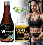 Inlazer Golden Mass Gain Multivitamin/ Weight Gain Capsule & Weight Gain Syrup Combo Weight Gainers/Mass Gainers (200.31 ml, No Flavour)