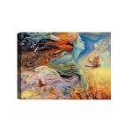 SHASWAT ART Beautiful Lady Modern Style with Birds and Butterfly Canvas Painting with Wooden Box Frame for Living Room, Bed Room, Office, Hotels (46cm x 61cm)