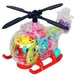 KTRS Enterprise Musical Toy Transparent Gear Helicopter for Kids Concept Electric Toys with Bump & Go Action for Kids Light & Sound Toy (Pack of 1)