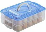 GNEXIN 24 Grid Plastic Egg Box Container 2 Layer Airtight Egg Storage Box with Lid