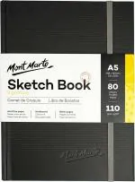 Mont Marte Sketchbook A5 - 80 Sheets - 110gsm - High Quality Paper - Drawing Book Ideal for Sketches and Drawings